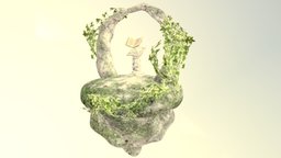 FLOATING ISLAND plants, ivy, island, arch, nature, floating, floating-island, lectern, book, stone, fantasy, magic, environment