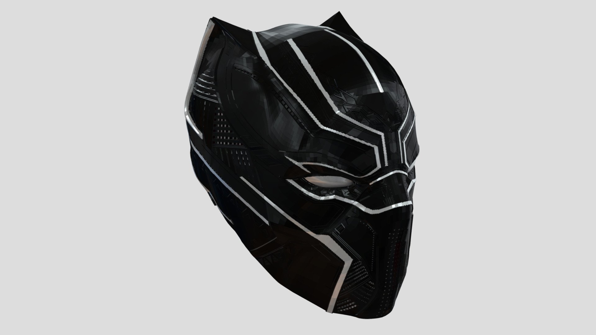the one from the beginning of Black Panther and Cap3 Civil War

Modeled in Blender circa 2018

Original format is fbx - Black Panther helmet - Download Free 3D model by atomicwest 3d model