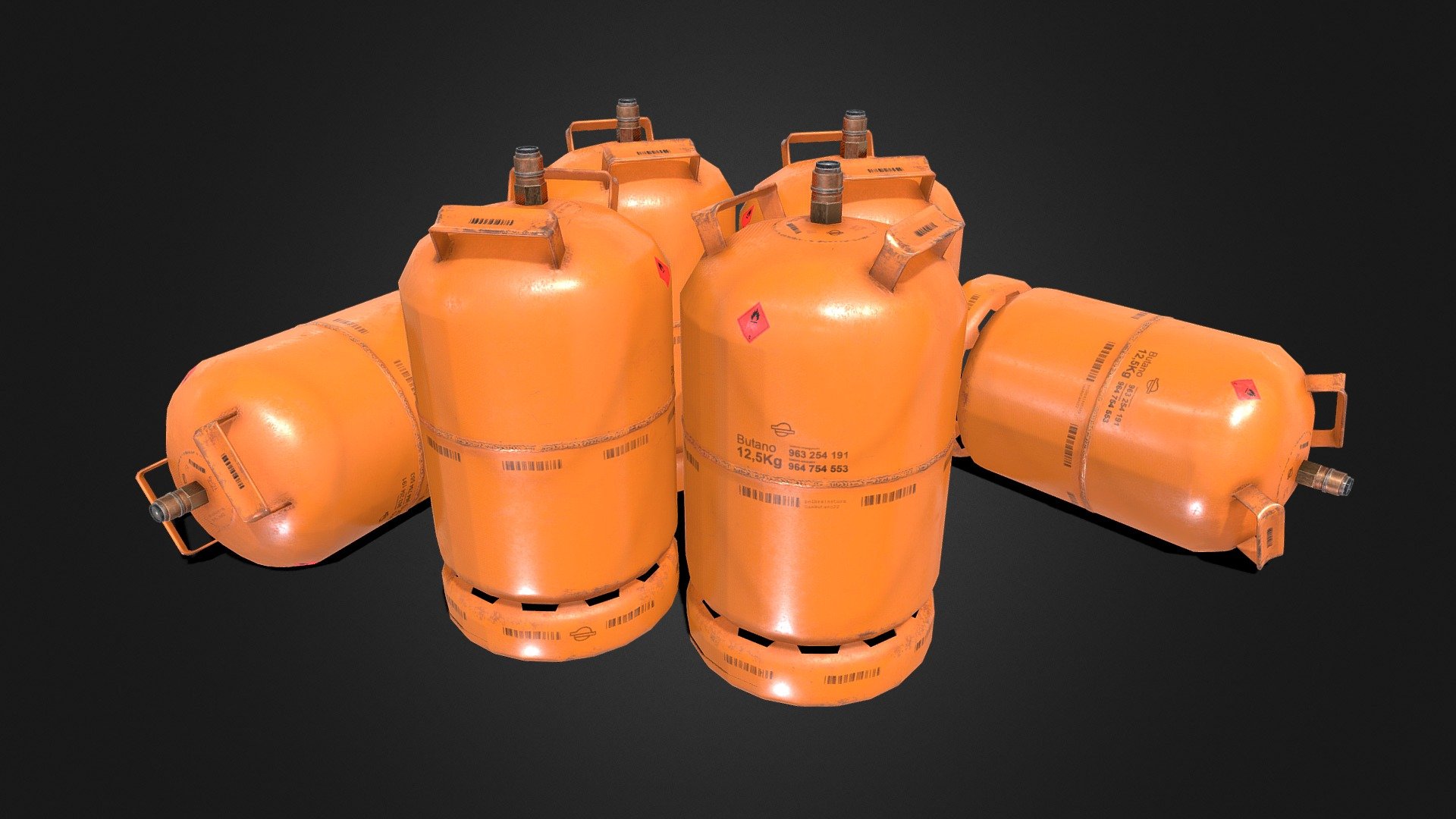 Spanish Gas Tank - Propane Gas Tank Butano - Buy Royalty Free 3D model by polbrainstorm 3d model