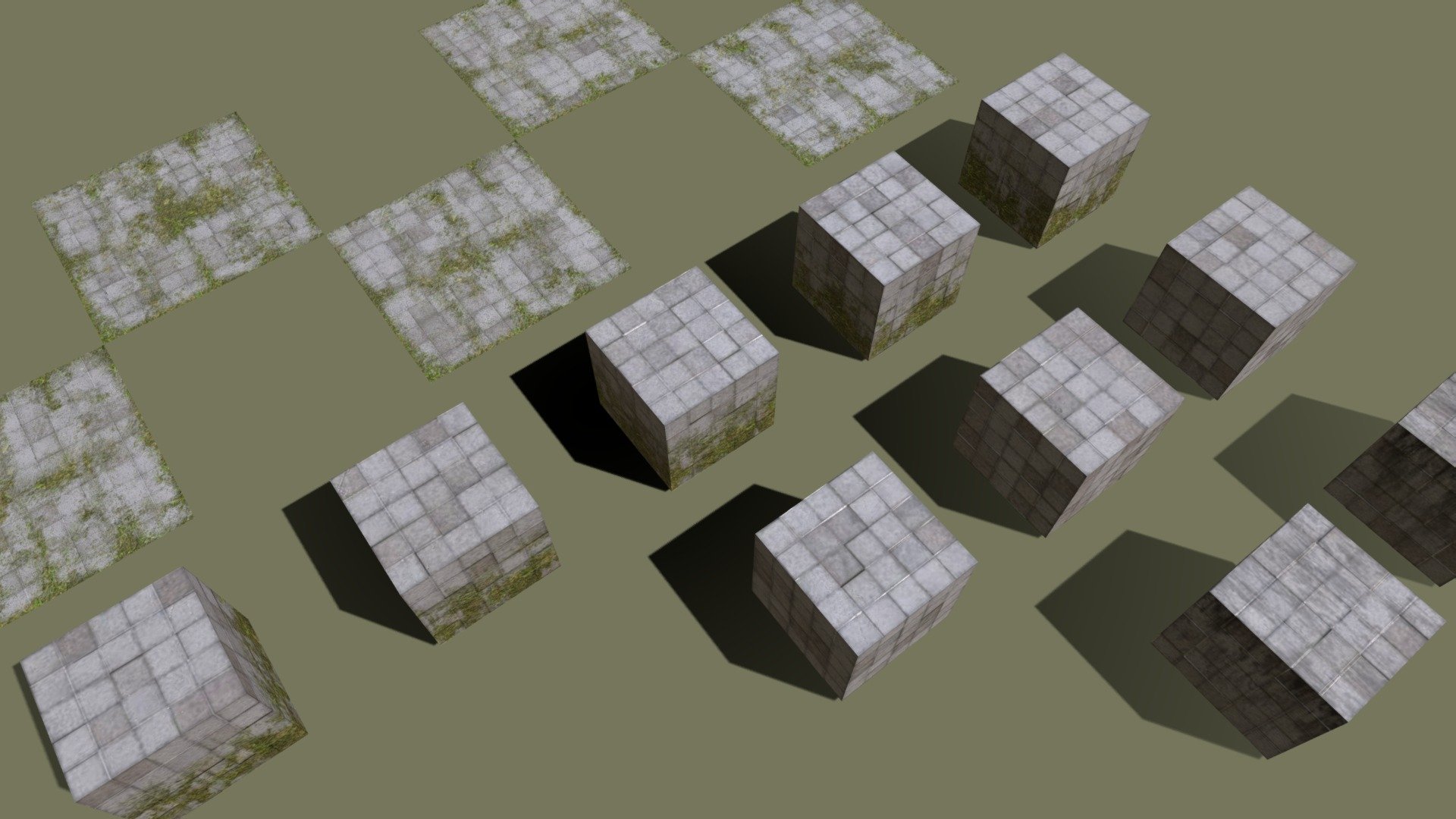 Cast blocks - floors and walls. Made for tiling. Blocks are 5 meters cubed. Floors are 10 meters squared. 

Textures:
Blocks: 512x512
Floors: 1024x1024 - Tileable Cast Blocks - Buy Royalty Free 3D model by LB3D (@alienated) 3d model