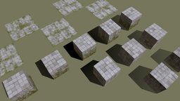Tileable Cast Blocks dungeon, tile, block, blocks, floor, unity, unity3d, architecture, stone, wall