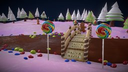Candy world challenge, level, candy, contest, leveldesign, lowpoly-gameasset-gameready, low-poly, game, lowpoly, gameart, gameasset, levelconcept, gameart2020, gamelevelchallenge