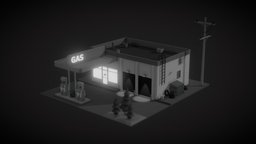 Gas Station Noir gas, pump, blackandwhite, lowpoly, pumpkin, gasststion