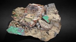 damaged wall bricks debris photoscan