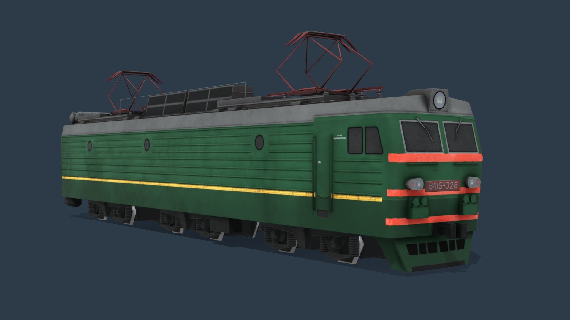 Soviet electric locomotive VL15s 
.
2 texture set’s.

Total triangles ≈7400.

Game-ready model.

No animated, no rigged.

Made in Blender and Substance Painter 3d model