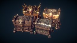 Treasure Chests chest, vr, ar, treasure, loot, box, handpainted, game, lowpoly, low, poly, pirate