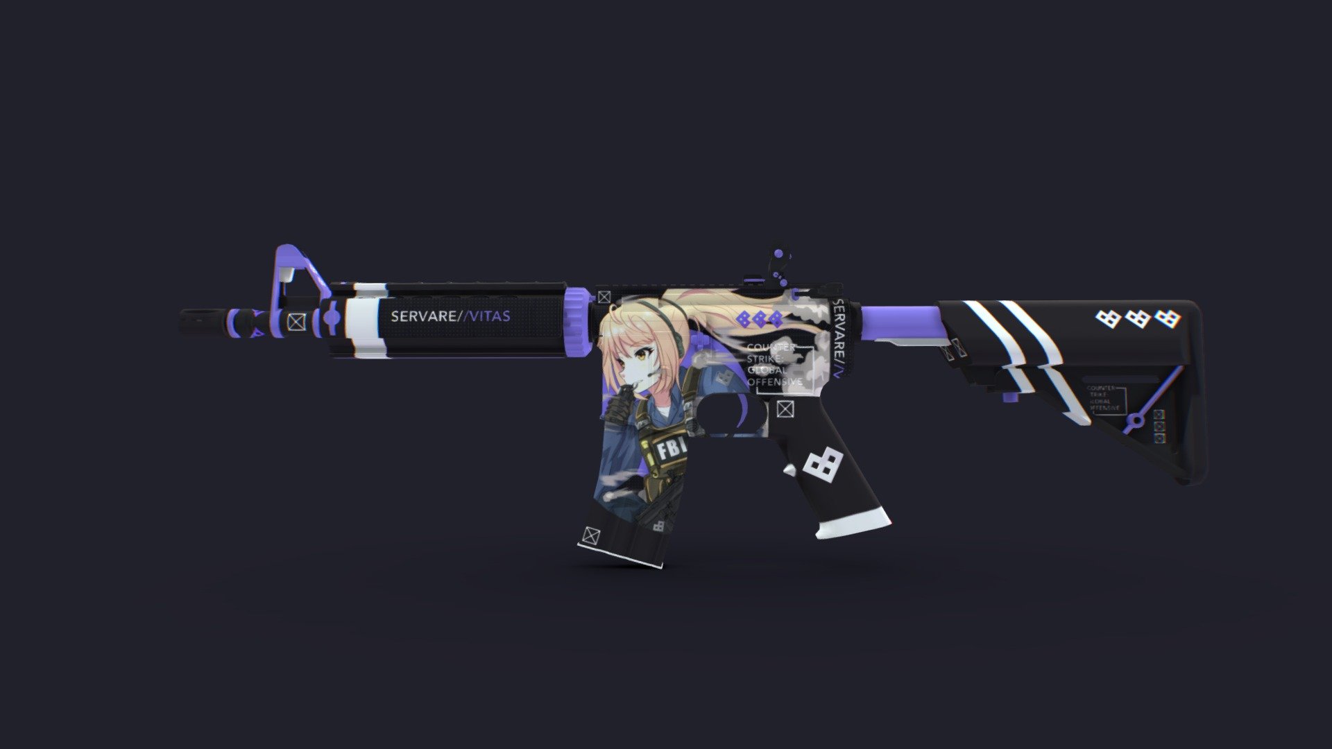 // Skin featuring a tacticool waifu // - M4A4 | Servare//Vitas - 3D model by wimo 3d model