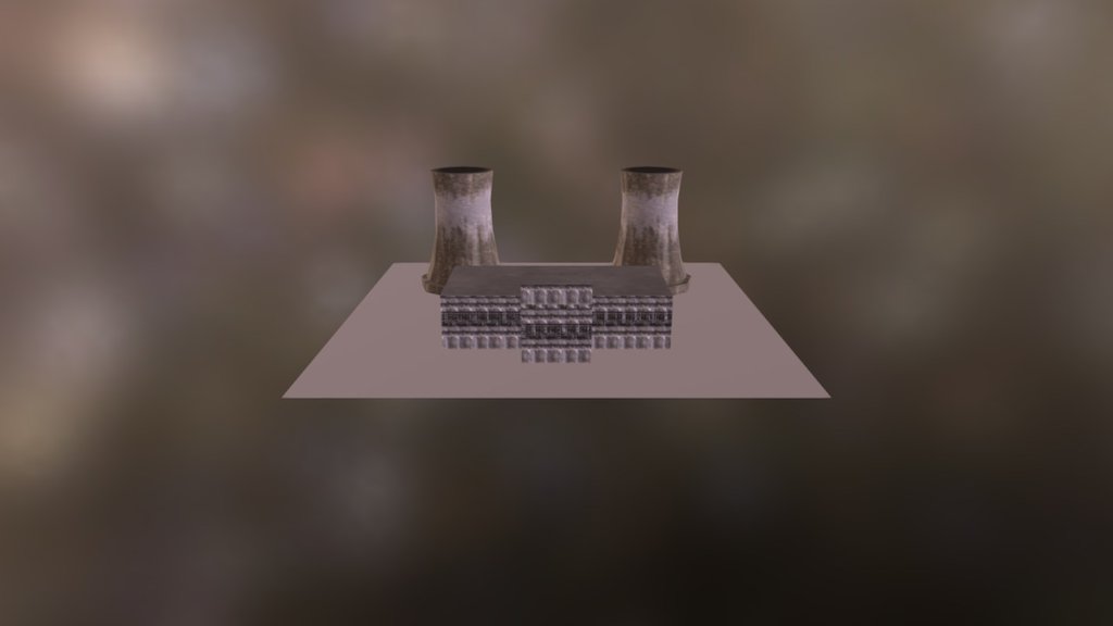 A nuclear power plant made for a small city builder project 3d model
