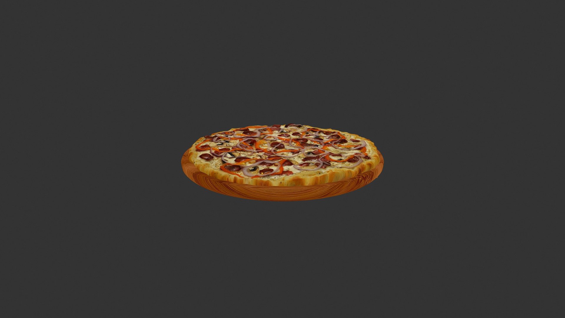 Піца Мисливська (Onion_sausage_pepper_pizza) - 3D model by alex.alexandrov.a 3d model
