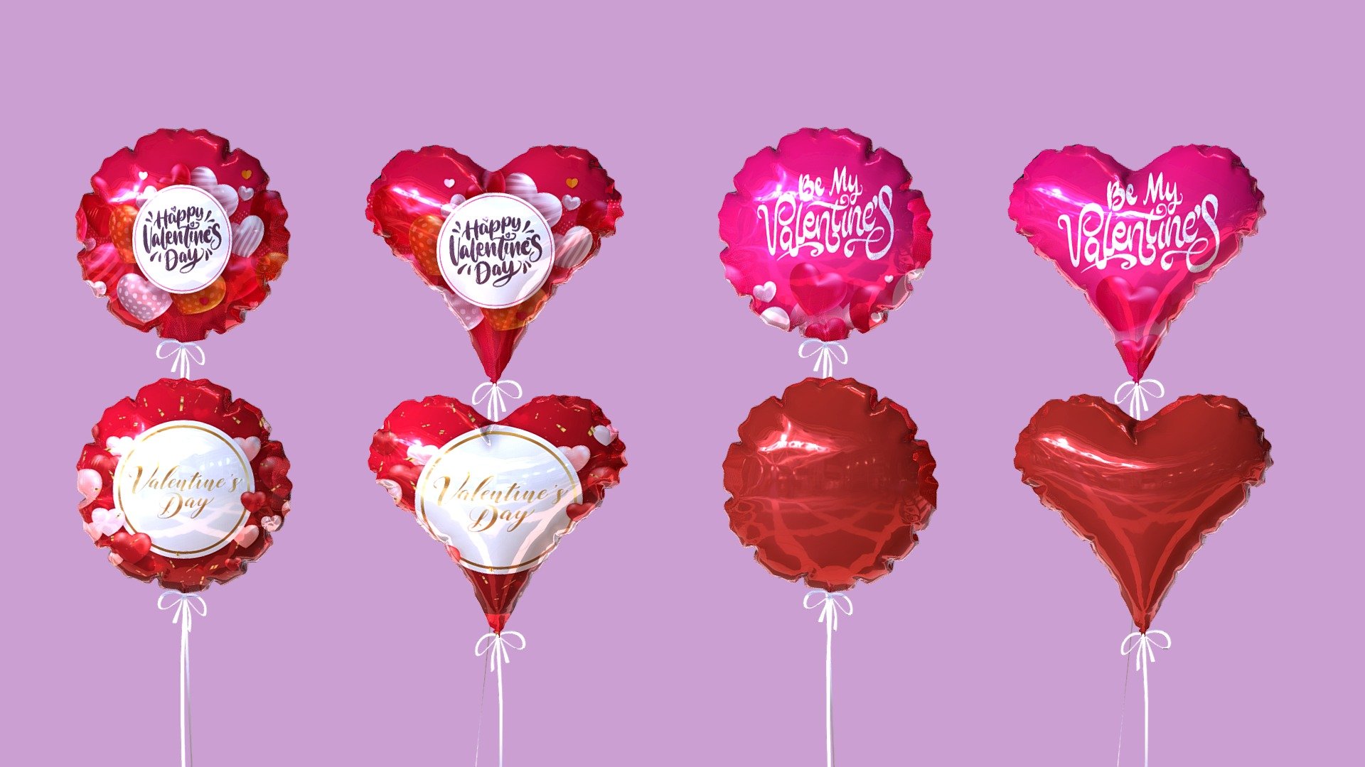 1 Heart Valentines Balloon model with 4 designs
1 Round Valentines Balloon models with 4 designs

High Poly and easy to swap colors, matertials, and designs 3d model