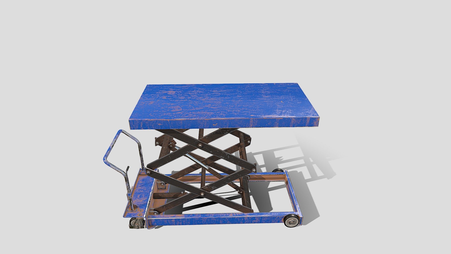 Animated scissor lift 3d model rendered with Cycles in Blender, as per seen on attached images. 
The animation consists of the lift elevating over 72 frames(it can easily be scaled to as many frames needed). It is made using an armature and 9 bones.
The model is scaled to real-life scale.

File formats:
-.blend, rendered with cycles, as seen in the images;
-.blend, animated, rendered with cycles, as seen in the images;
-.fbx, animated, with materials applied;
-.fbx, with materials applied;
-.obj, with materials applied;
-.dae, with materials applied;
-.stl;

Files come named appropriately and split by file format.

3D Software:
The 3D model was originally created in Blender 3.1 and rendered with Cycles.

Materials and textures:
The models have materials applied in all formats, and are ready to import and render.
Materials are image based using PBR, the model comes with five 4k png image textures.

For any problems please feel free to contact me.

Don't forget to rate and enjoy! - Animated Scissor Lift Table Blue - Buy Royalty Free 3D model by dragosburian 3d model