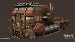 F4NV Tractor Unit abandoned, vintage, retro, wreck, rusty, scrap, ruined, post_apocalyptic, fallout