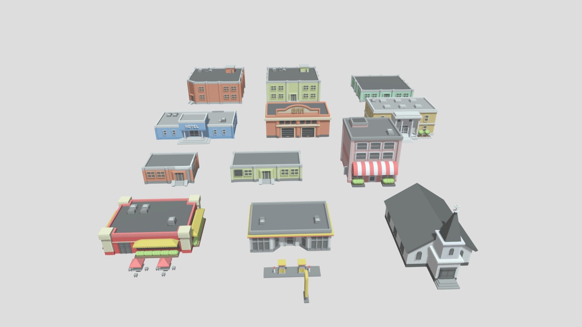 These models are created for game maker using Asset Forge. You may use them in game jam or prototype 3d model