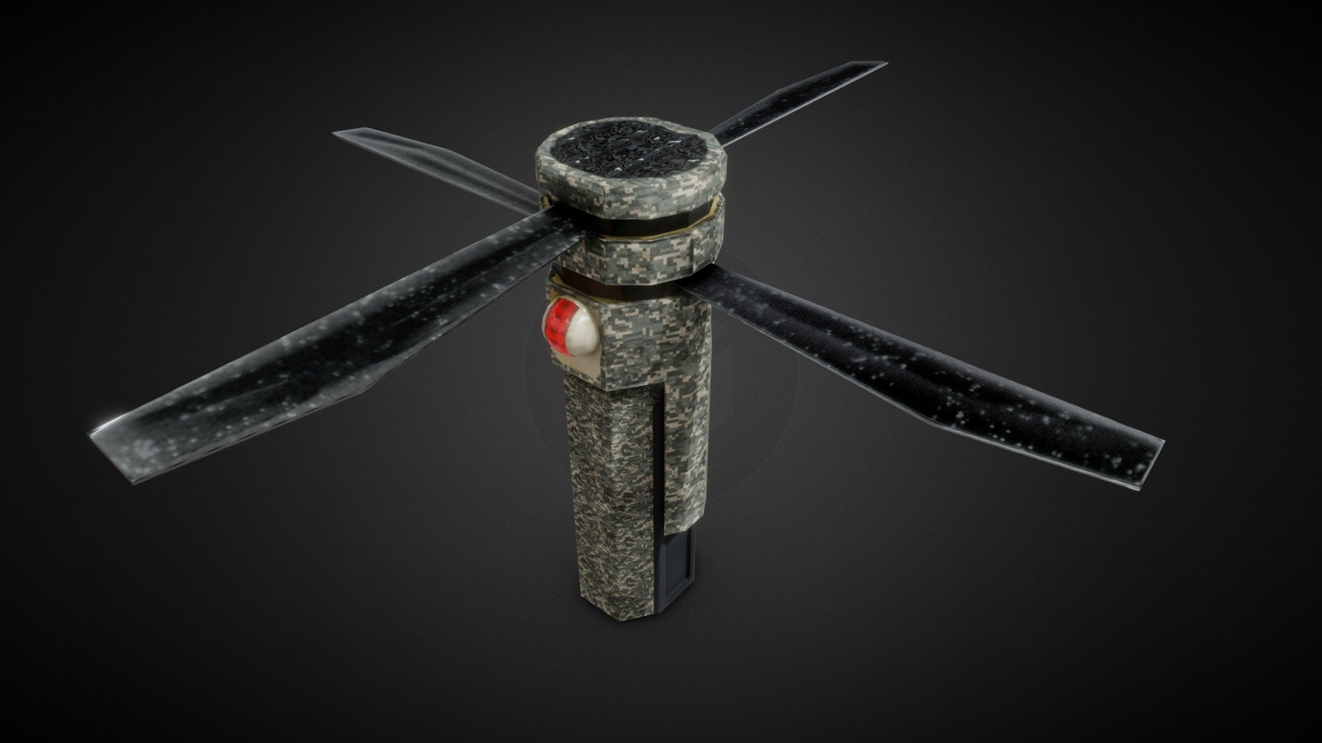 My first textured model or something like that. It has 3 material - propeller, body and cumulative active &ldquo;cannon