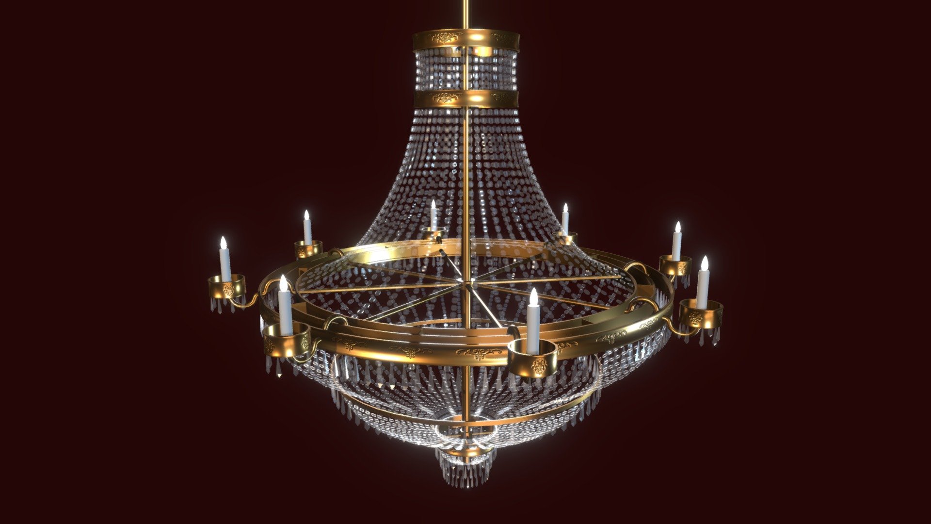 Simple low poly chandelier. Only one normal map for ornaments 3d model