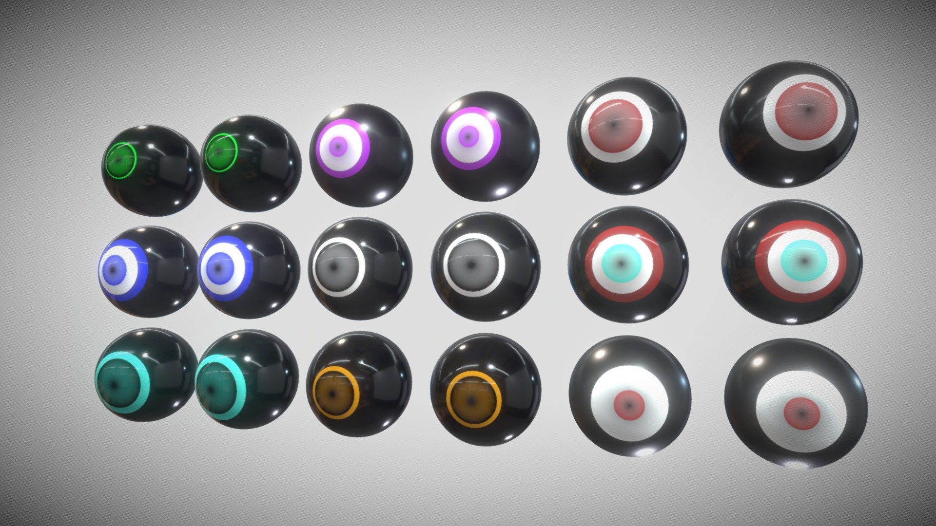 Anime, Robot and Cartoon Character Eye Pack Free

Free cc0 made for you.

Tip: Turn off emissions if enabled.

Zbrush Blender Substance Painter - Eyeballs Anime Cartoon Robot Eyes 4k Textures - Download Free 3D model by SculptCuteness 3d model
