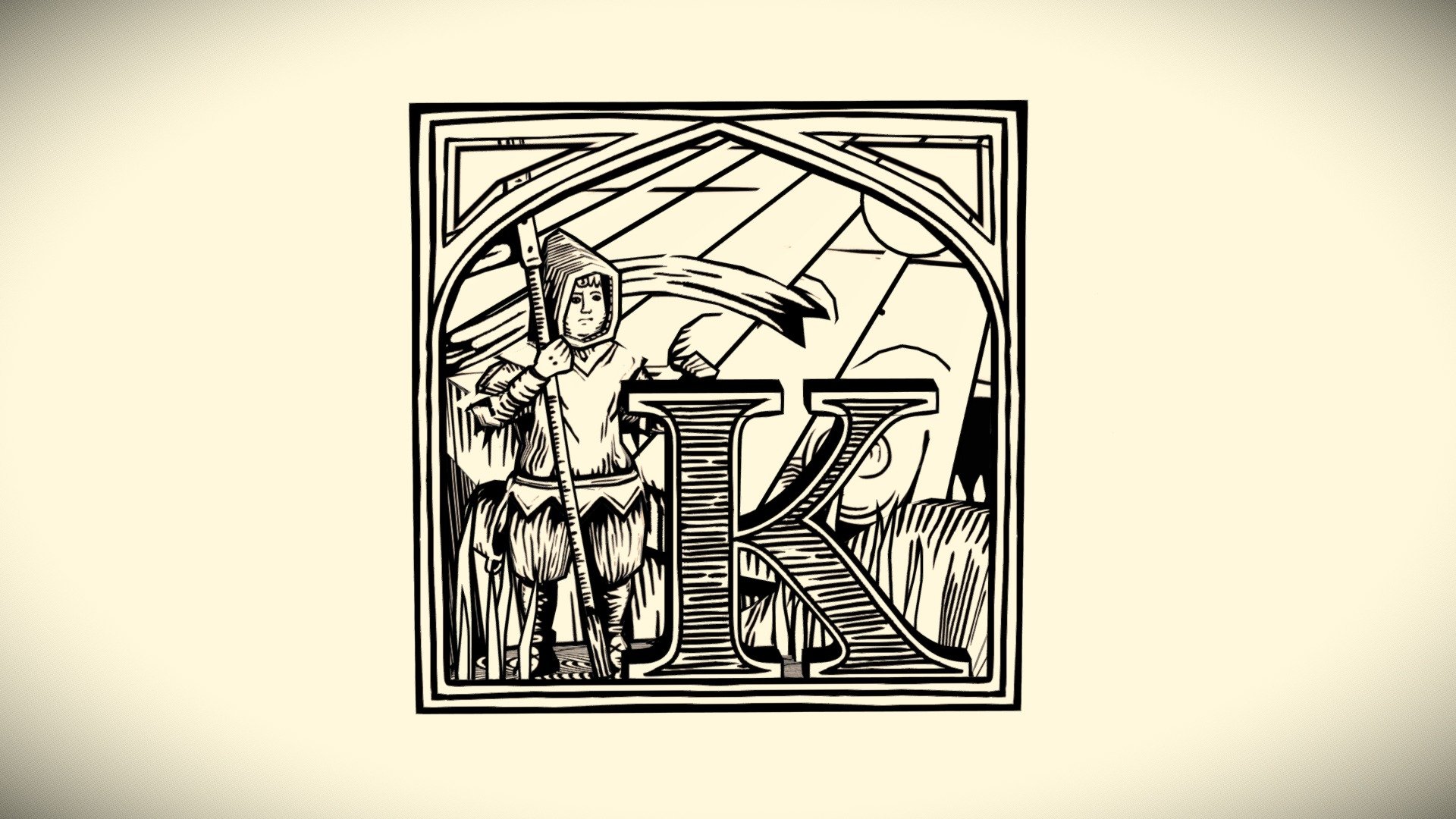 I tried to recreate a medieval style drop cap letter. It was loooong time since I wanted to try texturing inside Blender so I've decided to start from an easy line-art illustration. I'm not that good at crosshatching (even hand drawn) but I give it a try :D Hope you like it! - K drop cap - 3D model by Tombolaso 3d model