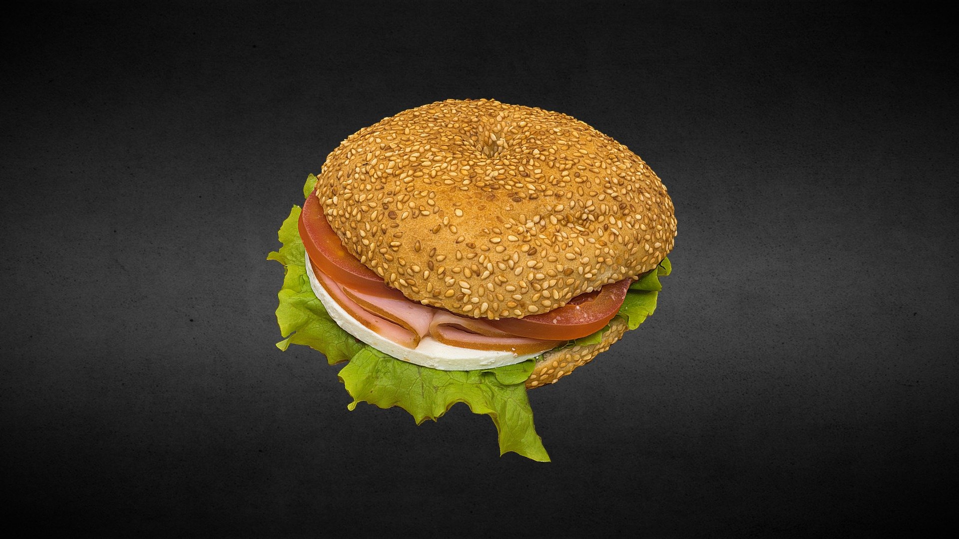A photogrammetry 3d scan on a sandwich with manouri cheese, tomato and lettuce 3d model