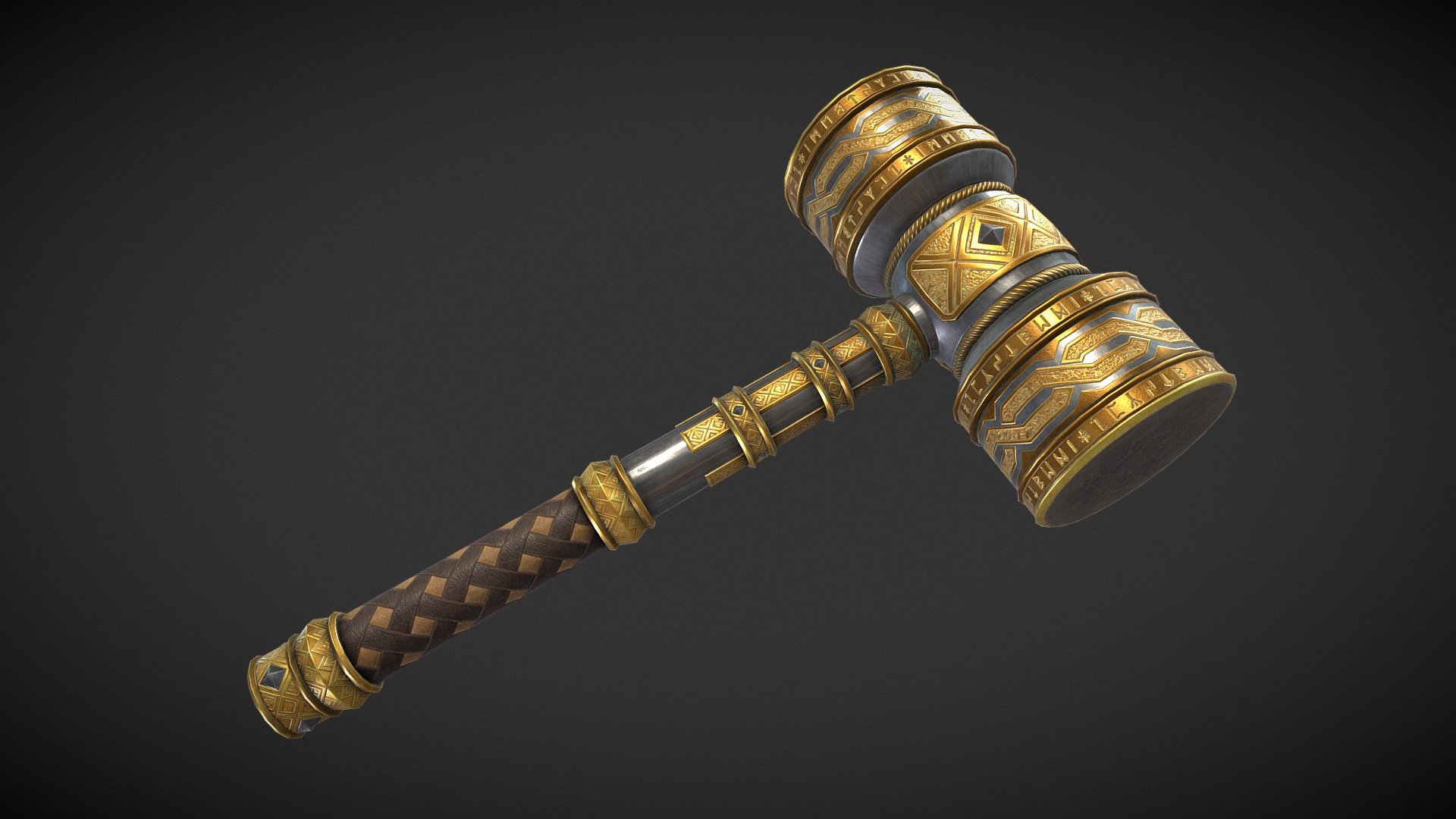 This model is designed for use in any engine supporting PBR rendering, such as Unity, UnrealEngine, CryEngine and others.


A two-handed version of this hammer is here - https://skfb.ly/6TUMJ 


Technical Details:

-Texture Size: 4096x4096

-Textures for Unity5

-Textures for UnrealEngine4

-Textures for CryEngine3

-Textures for PBR Metallic Roughness

-Polycount: LOD0 - 3166tr., LOD1 - 1758tr.


If you have any questions - write to me. Always happy to help 3d model