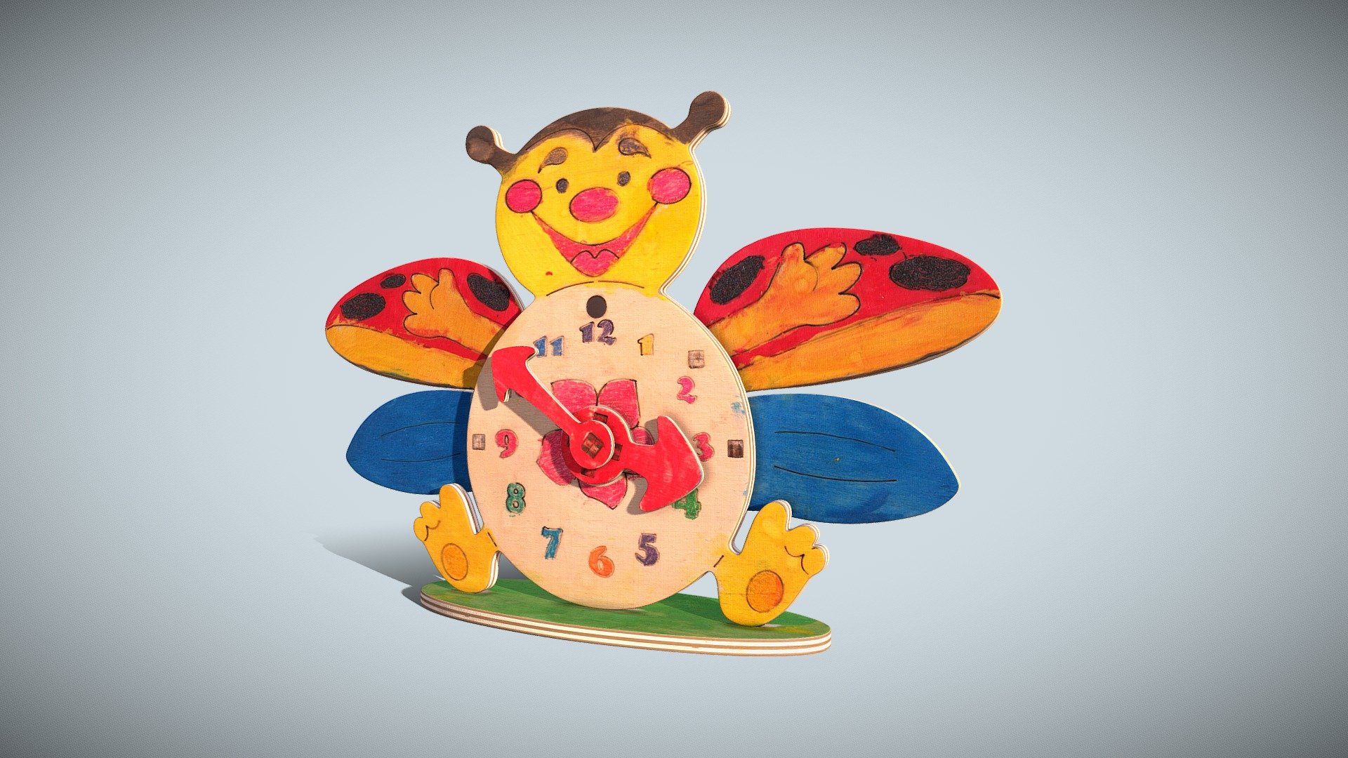 Toy clock modelled in 3dsmax - Toy Clock - Buy Royalty Free 3D model by inaddon 3d model