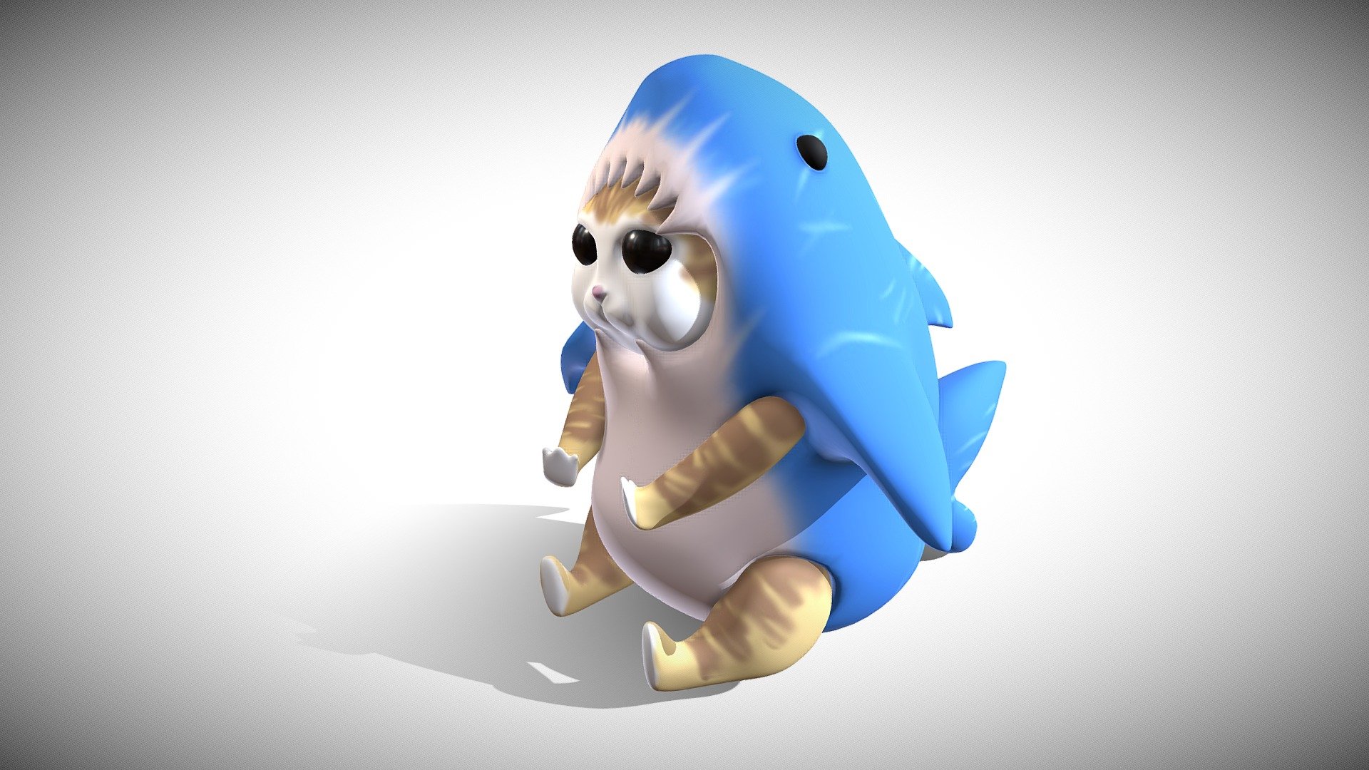 Model made in blender of a kitten with shark costume rendered in eevee - SharkCat - 3D model by Louise66 3d model