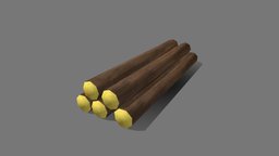 Wood Stack medieval, low-poly, hand-painted, wood, village