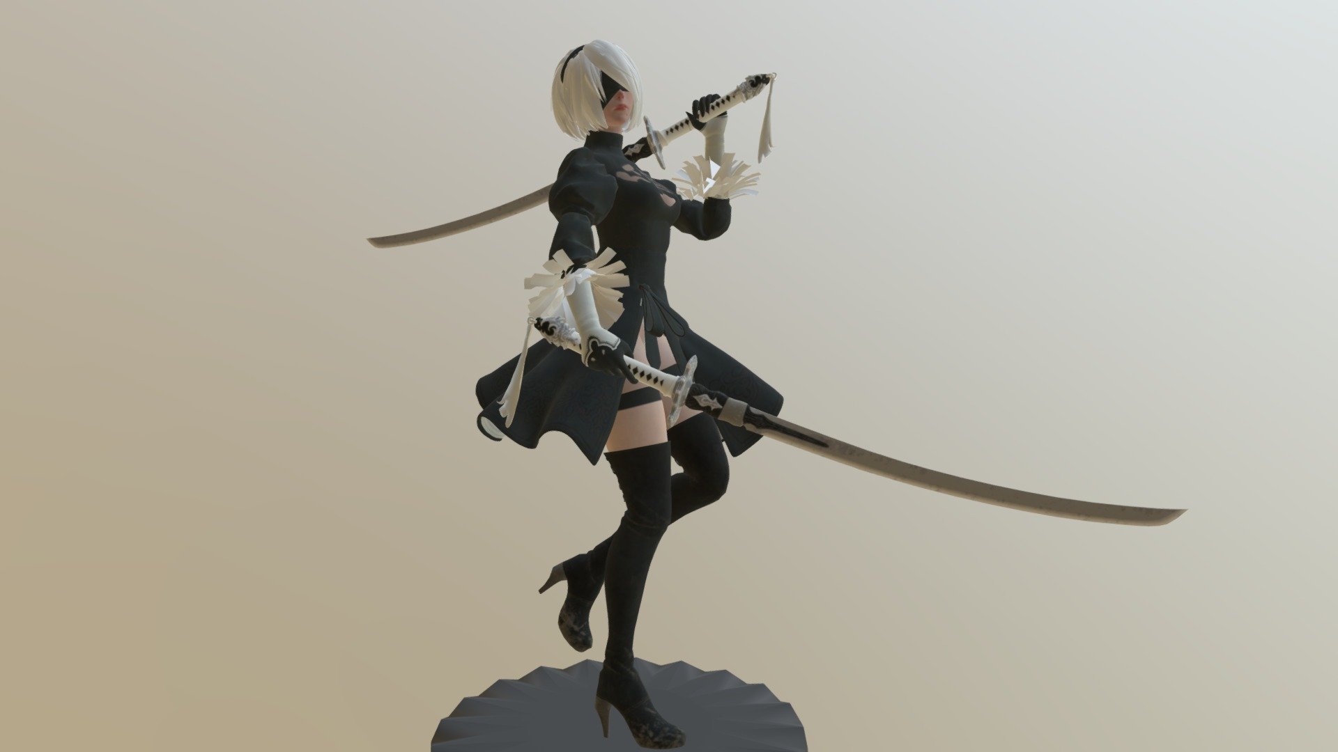 so here is 2b from nier automata and fully rigged ( model is by LeoZack) , i posed it for 3d printing , enjoy - NieR:Automata : 2b - Download Free 3D model by Negin (@blackroses) 3d model