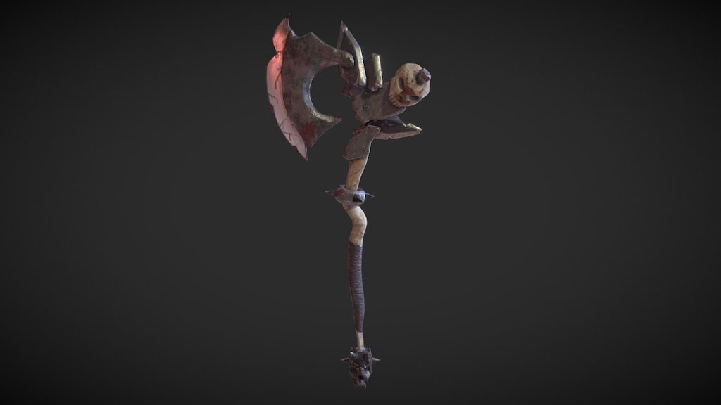 An axe I made playing with the idea that whoever made it salvaged the weapons of his fallen enemies to repair his own weapon! I also tried to experiment more with PBR materials with vision to try and build some skills in that area! - Orc Axe - 3D model by Axl (@axlpendleton) 3d model
