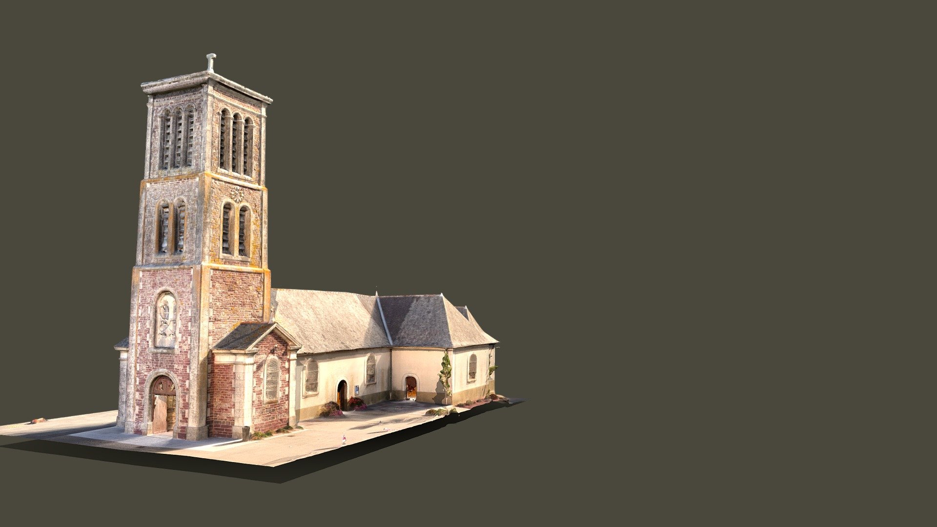 EDIT : I have changed the animation timeline. The model can loaded before the animation start

Inside and outside photogrammetry model of Saint-Thurial church.
Cut in half by a giant lightsaber 3d model