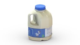 Supermarket Milk Bottle 05 Low Poly PBR