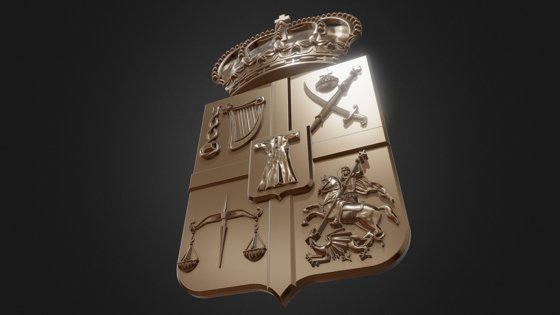 Coat of Arms made in Modo and Zbrush for metal casting purposes 3d model