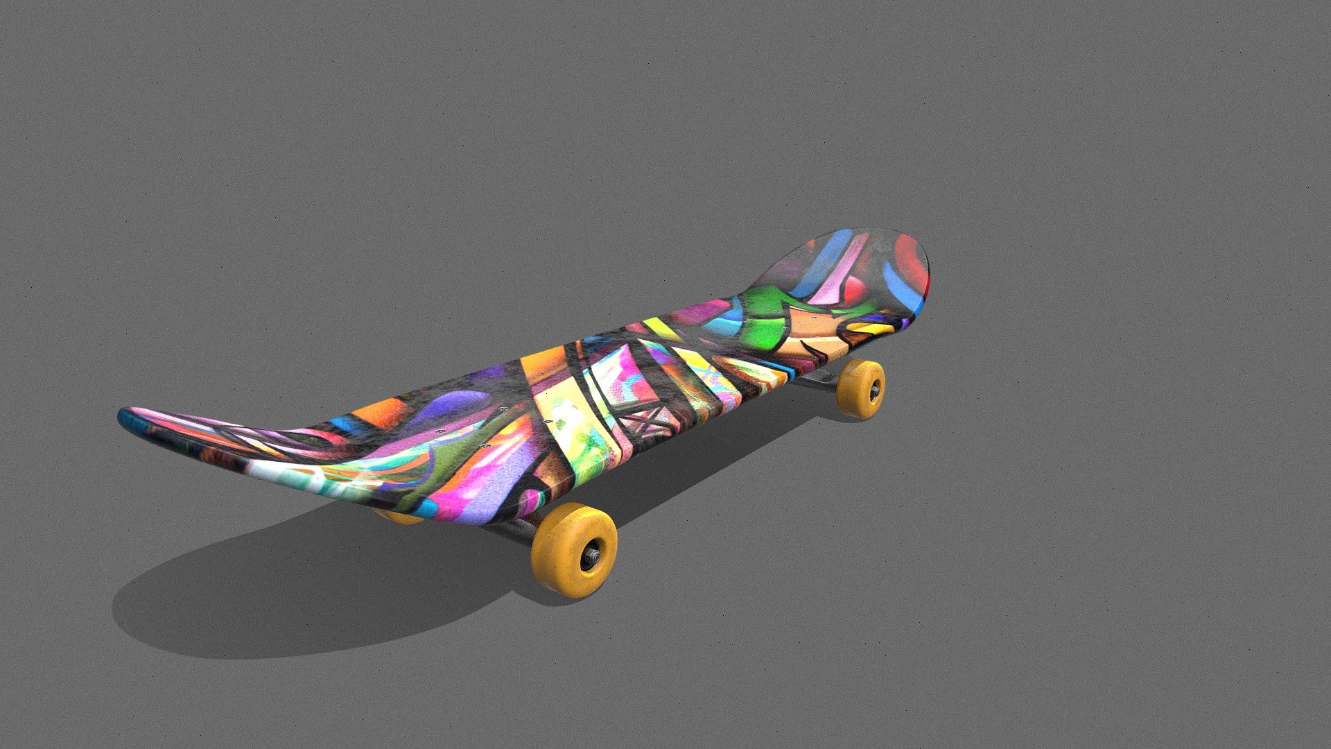 This high-quality 3D model represents a skateboard, the iconic and versatile recreational and transportation device loved by riders of all ages. The model faithfully captures the physical design and features of a standard skateboard.

The skateboard deck is depicted with precision, showcasing its characteristic elongated shape, concave profile, and layered construction. The model highlights the top of the deck, often adorned with grip tape for better traction, and the underside, 

The skateboard's trucks, wheels, and bearings are accurately represented, showcasing the hardware responsible for steering and maintaining smooth movement

Whether you need it for sports equipment showcases, urban visualizations, or any other creative project, this 3D model of a skateboard will help you accurately visualize and showcase this classic piece of recreational gear in a virtual environment.

Feel free to use this description when uploading your skateboard 3D model to Sketchfab or any other platform 3d model