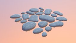 Gray Pebbles rocks, pebbles, maya, lowpoly, substance-painter