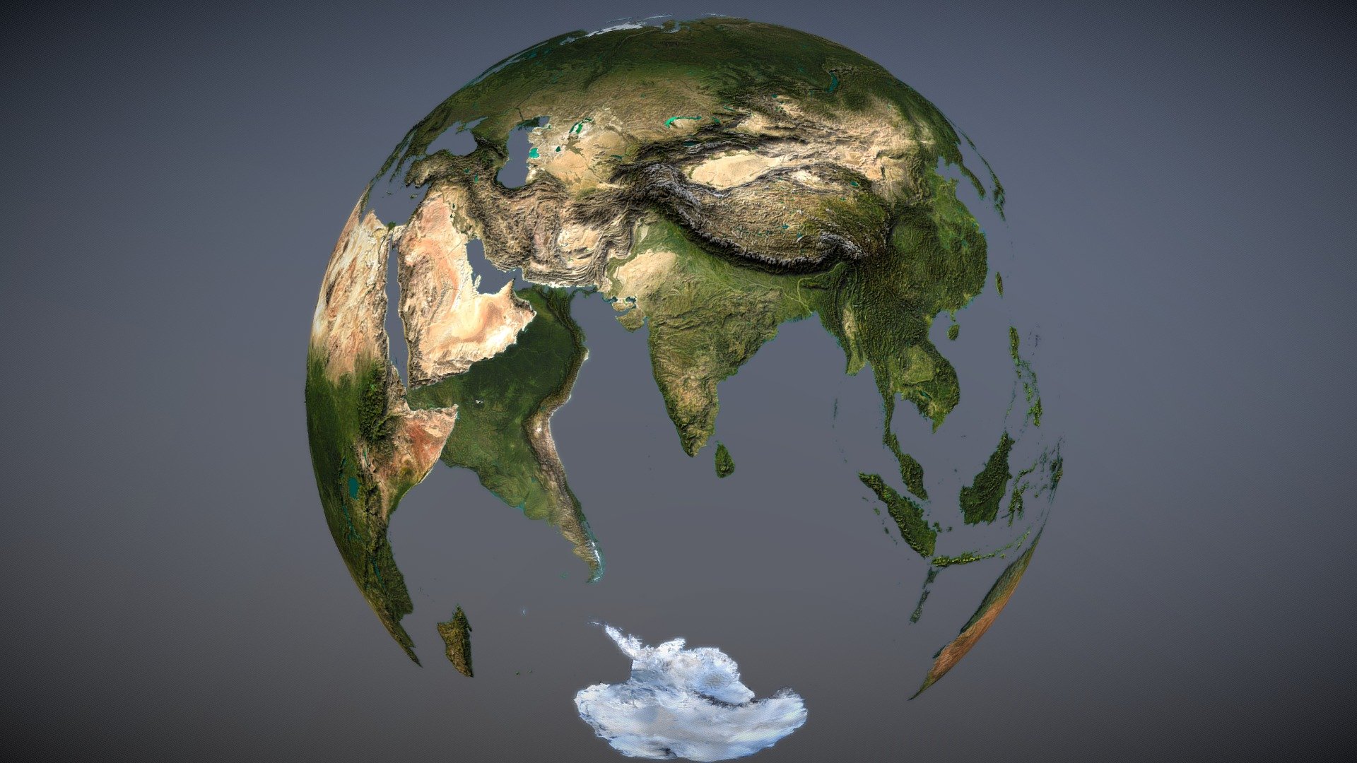 A 3d globe of the planet Earth with transparent oceans 3d model