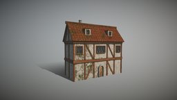 Medieval House 3 cottage, medieval, ready, on, titan, hut, attack, shingeki, cabinet, procedural, shingekinokyojin, hovel, lowpoly, low, poly, stone, house, wood, fantasy