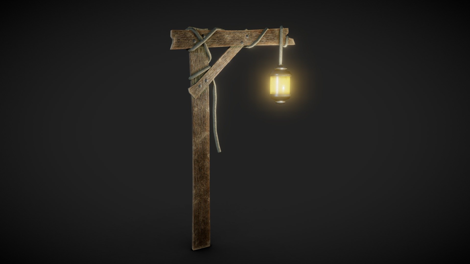 Low poly asset optimized for real-time with 4K PBR textures - Old Wooden Lamp post - Buy Royalty Free 3D model by Deftroy 3d model