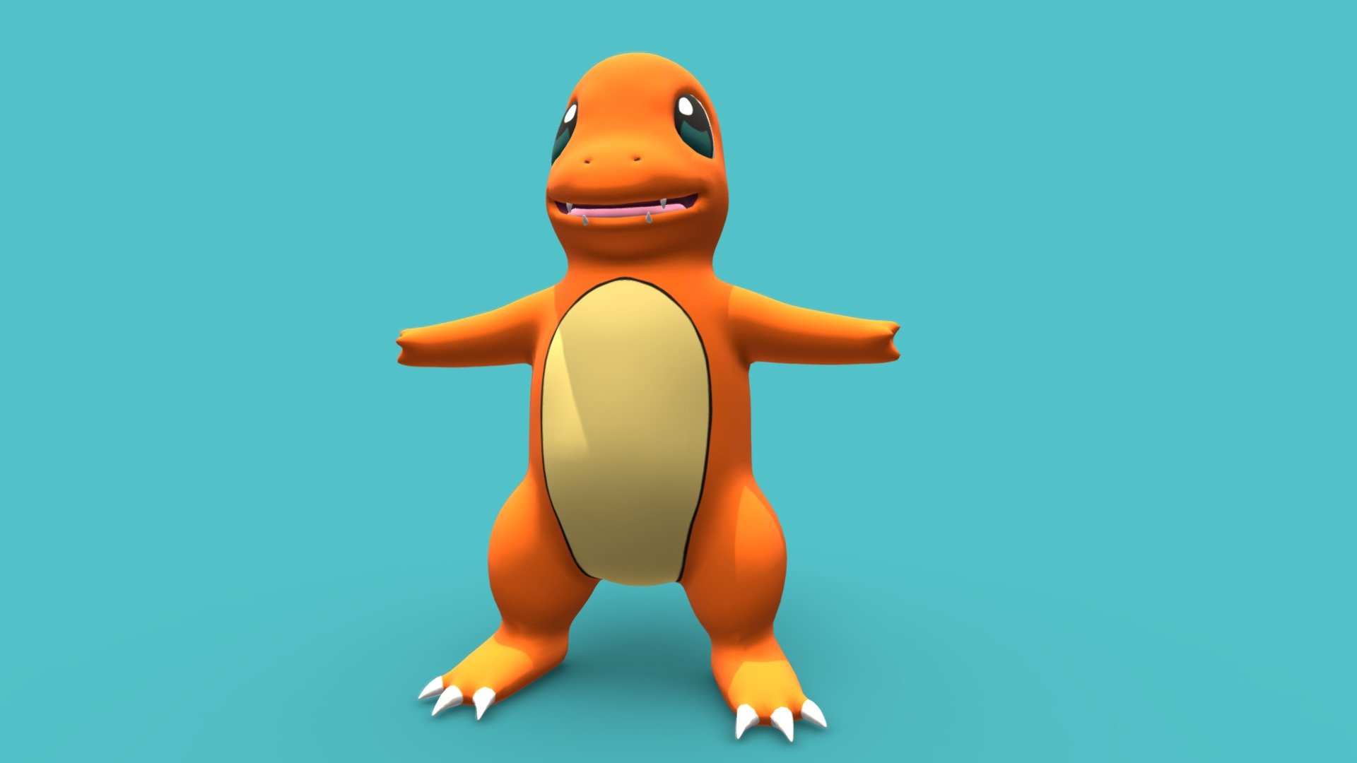 3D video game ready Charmander asset from Pokemon. Made in ZBrush, Maya, Blender, and Substance Painter 3d model