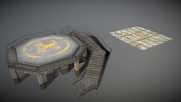 2 Sites of Helipad style, copter, heli, site, pad, helipad, evacuation, game, blender, texture, pbr, helicopter