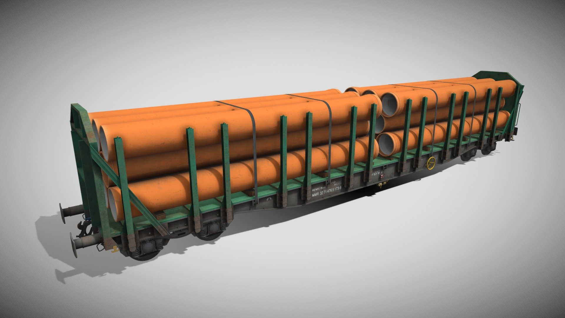 Mm5 Roos Freight wagon with orange pipes

Highly detailed modeled freight car with 4k textures painted using PBR materials.

They use textures between 4096x4096 and 1024x1024 pixel and non overlapping unwrap.


File formats:


.obj + .mtl

.fbx

Textures included:


10 Albedo map - Mm5 Roos Freight wagon with orange pipes - Buy Royalty Free 3D model by scailman 3d model