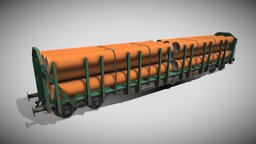Mm5 Roos Freight wagon with orange pipes transportation, transport, wagon, trains, freight, hightpoly, pbr