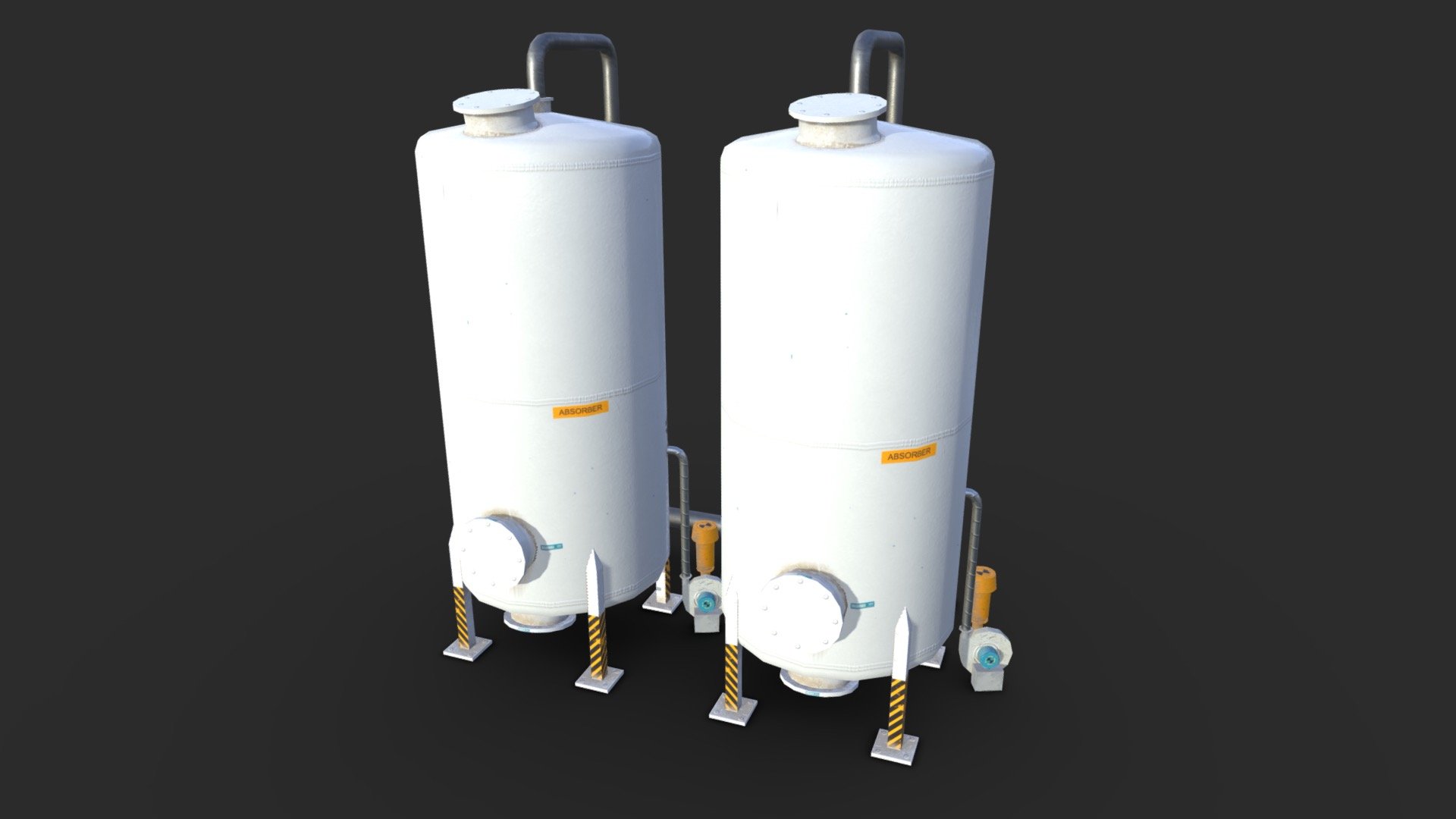 This industrial absorbent tank including 4 LODs each to get the best optimization and the best quality. This petroleum industrial props is used in petroleum treatment factory and in any chemical installations for storage too.

This AAA game asset of industrial tank will embellish you scene and add more details which can help the gameplay and the game-design.

The material of models is unique and ready for PBR.

Low-poly model &amp; Blender native 2.90

SPECIFICATIONS


Objects : 1
Polygons : 2606
Subdivision ready : No
Render engine : Eevee (Cycles ready)

GAME SPECS


LODs : Yes (inside FBX for Unity &amp; Unreal)
Numbers of LODs : 4
Collider : No
Lightmap UV : Yes

EXPORTED FORMATS


FBX
Collada
OBJ

TEXTURES


Materials in scene : 1
Textures sizes : 4K
Textures types : Base Color, Metallic, Roughness, Normal (DirectX &amp; OpenGL), Heigh, AO
Textures format : PNG

GENERAL


Real scale : Yes
 - Industrial Absorbent Tank - Buy Royalty Free 3D model by KangaroOz 3D (@KangaroOz-3D) 3d model
