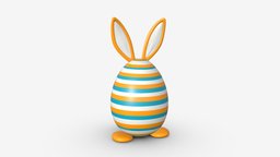 Easter Egg Rabbit-like Decorated rabbit, bunny, symbol, paint, egg, spring, ears, easter, holiday, tail, traditional, yellow, greeting, celebration, 3d, pbr, design, decoration