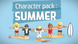 Low poly character pack : summer ⛱️ chibi, pack, casual, stickman, video-games, gradient-texture, character, unity, asset, blender, lowpoly, mobile, animation, stylized, rigged, hypercasual
