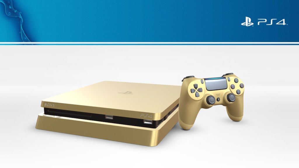 Conquer virtual enemies with this Sony PlayStation 4. It's compatible with the latest game titles to provide hours of entertainment, and it lets you access PlayStation Vue so you can enjoy your favorite shows. 

Model by shaderbytes - Playstation 4  Slim Gold Limited Edition - Buy Royalty Free 3D model by Virtual Studio (@virtualstudio) 3d model