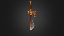 basic sword weapon, handpainted, lowpoly, sword, stylized, gold