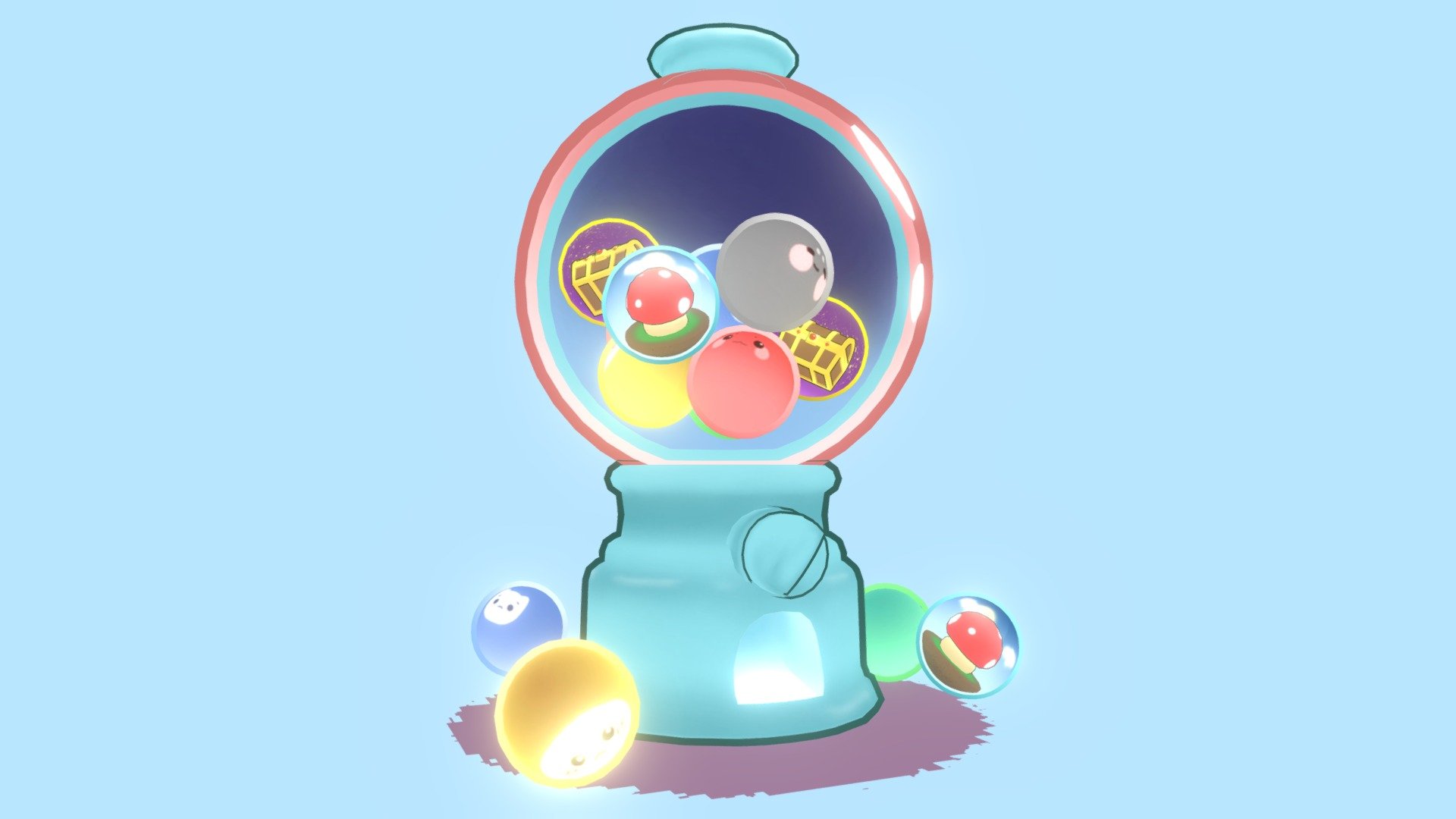 A cute gumball machine.

Modeling in Maya, texturing in substance painter and Photoshop 3d model