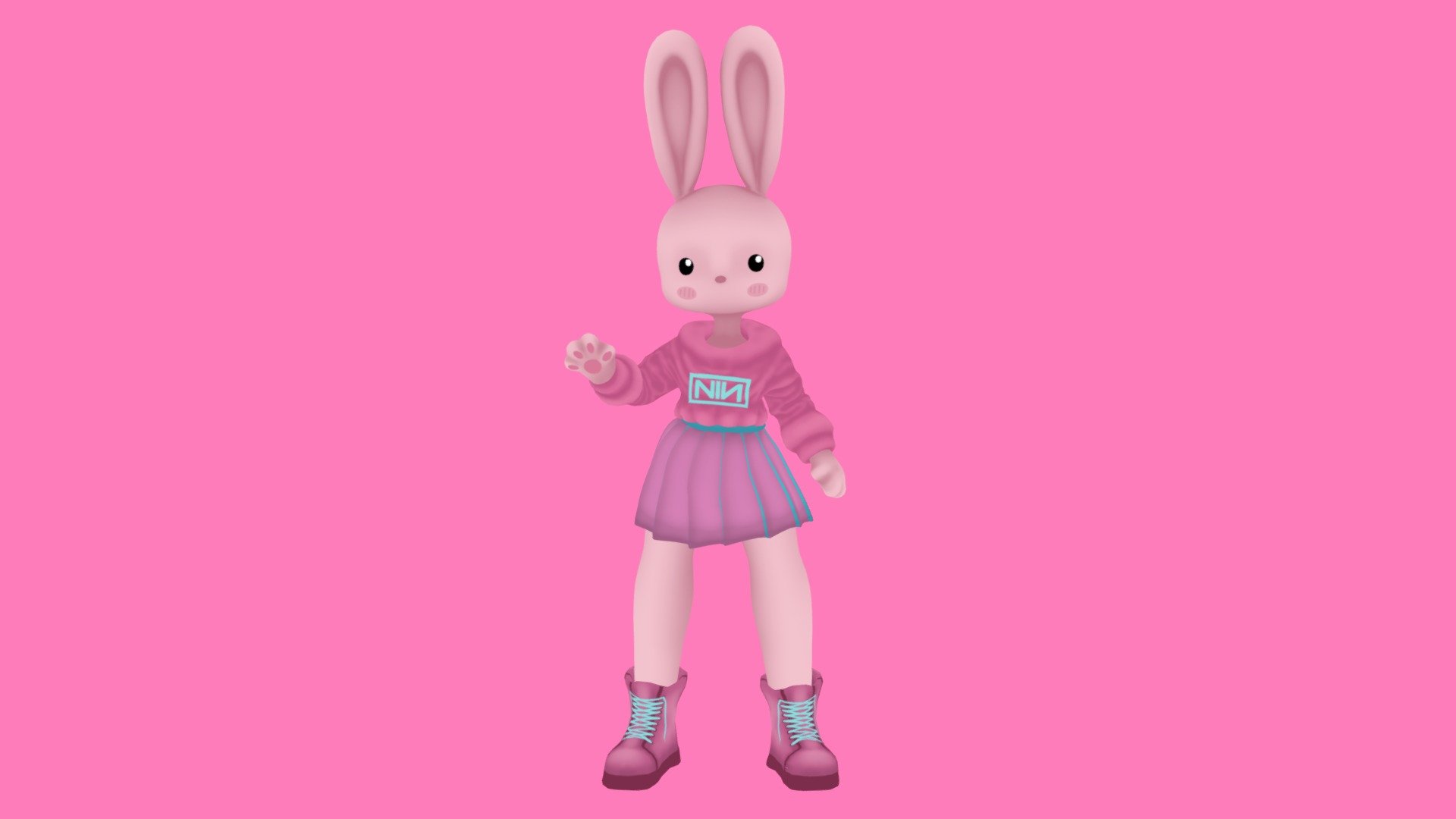 She's waving :) I made this in Zbrush, Substance Painter and Blender. The rig is terrible but it works well enough for the bunny to wave 3d model
