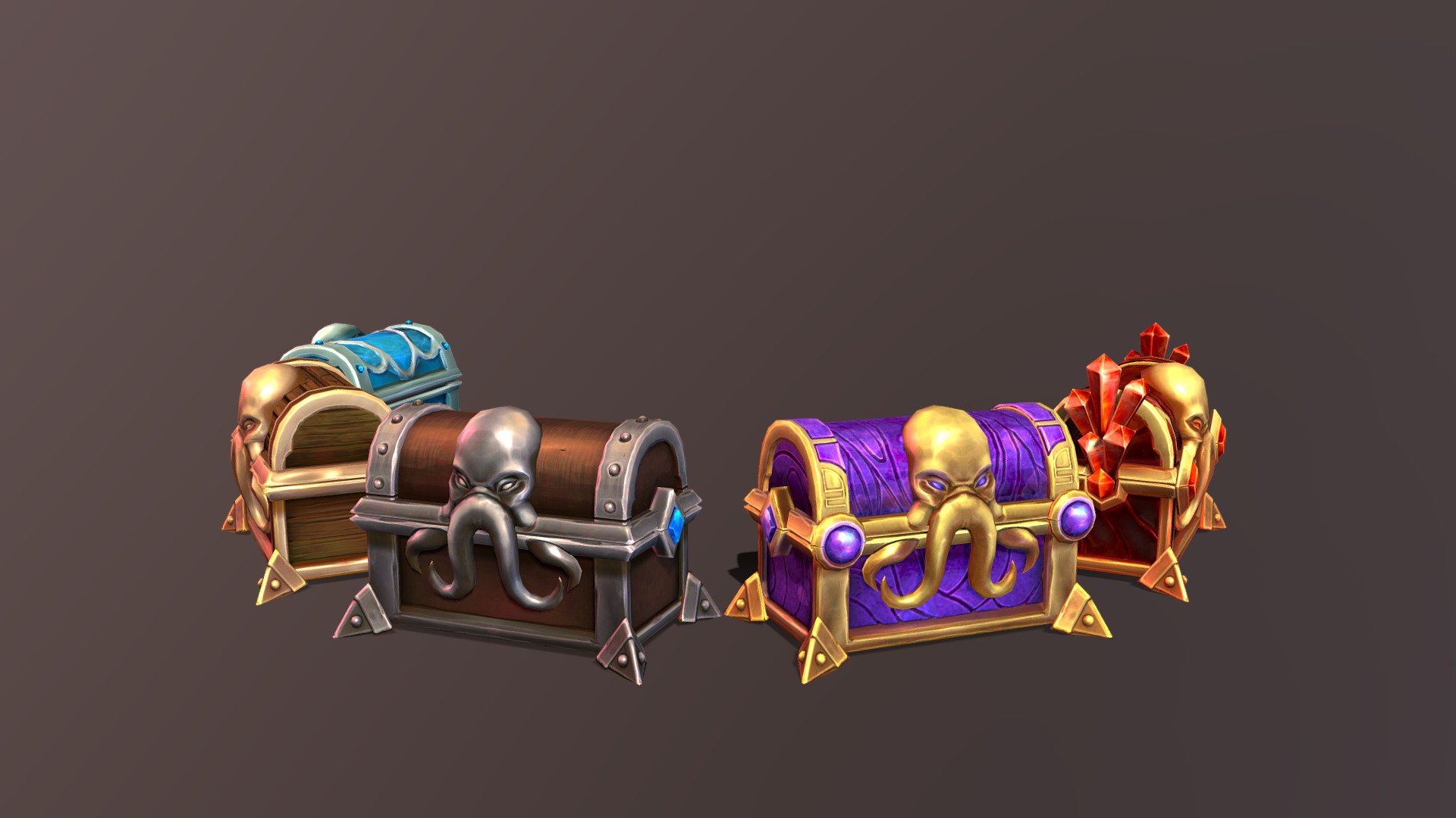 Assets I made for the PVP mode of Ludia's game “Warriors of Waterdeep” https://play.google.com/store/apps/details?id=com.ludia.dnd

Interior is modelled but the back of the chests is never visible so reusing texture there even though it's not super appropriate was not very problematic 3d model
