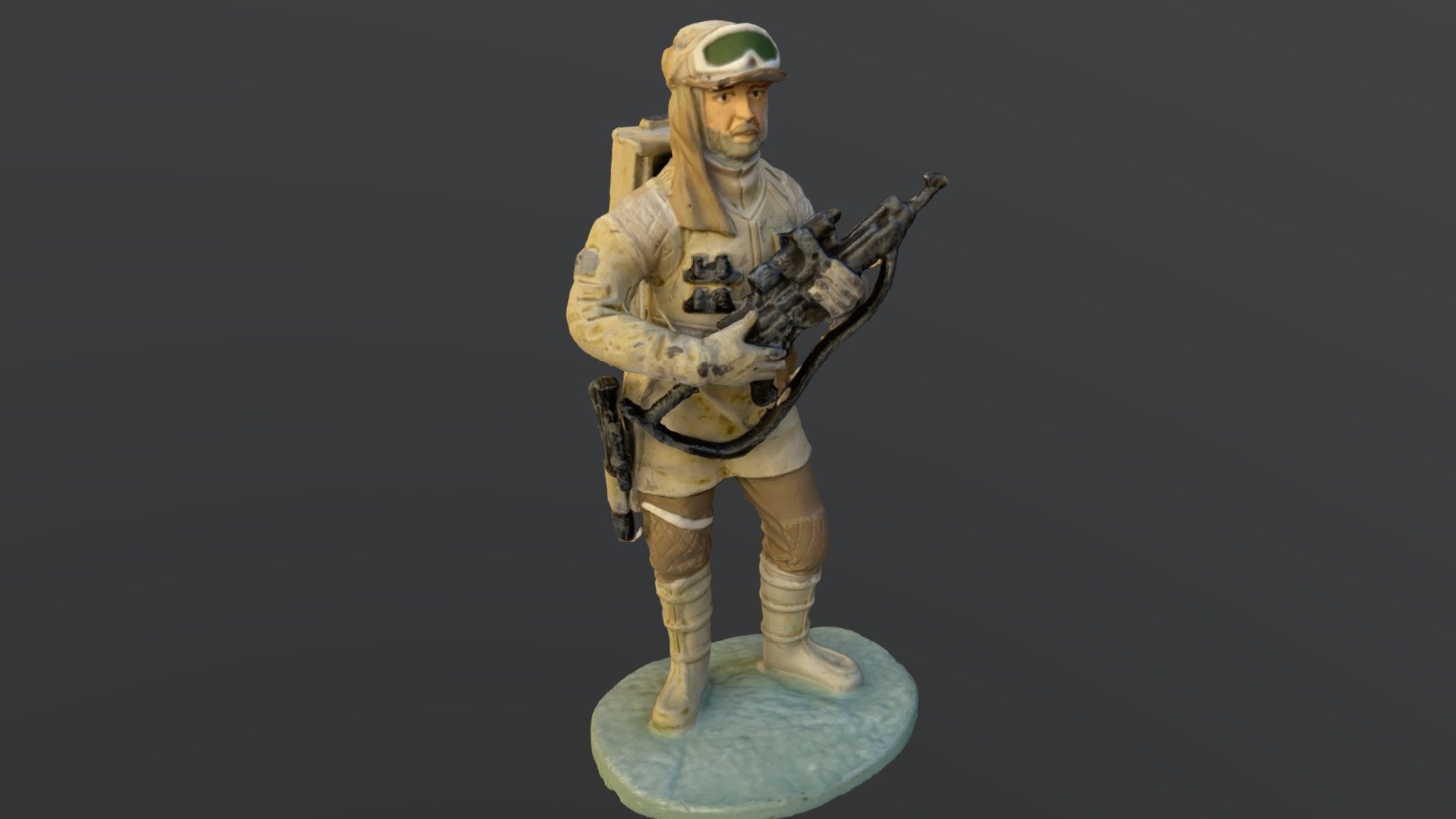 A miniature lead statue of Cold-Weather Soldier, a character from the Star Wars franchise, captured with RealityScan photogrammetry software 3d model