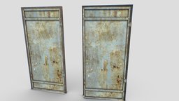 Rusty Metal Door 4 frame, ruins, rust, warehouse, rusty, handle, metal, realistic, old, stair, pbr, factory, door